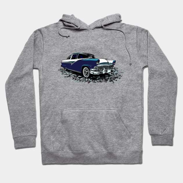 56 Ford Crown Victoria, 1956 blue and white Crown Vic Hoodie by ZoeysGarage